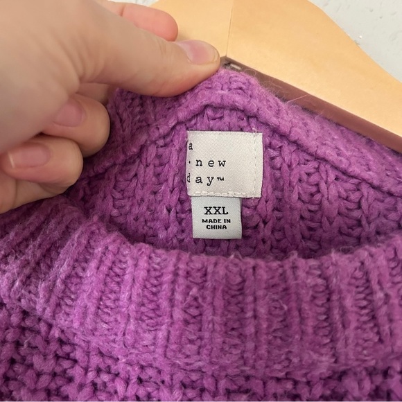 A New Day Purple Knit Crewneck Sweater Comfy Casual Winter XXL - Picture 2 of 4